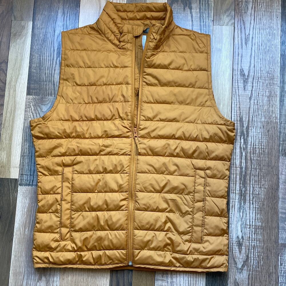 GAP Puffer Vest Small Mustard Gold Lightweight Zip Front